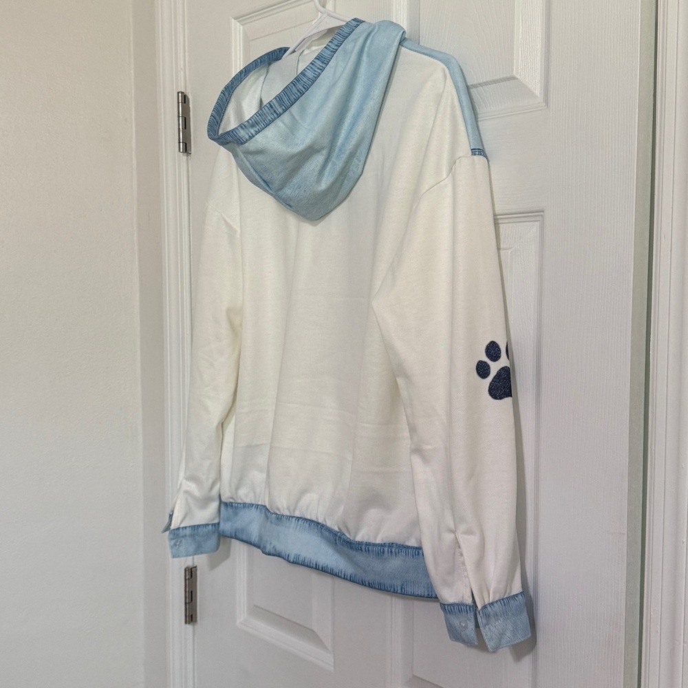 Blue and White Hoodie with French Bulldog “Frenchie” Print Brand New - Picture 8 of 9